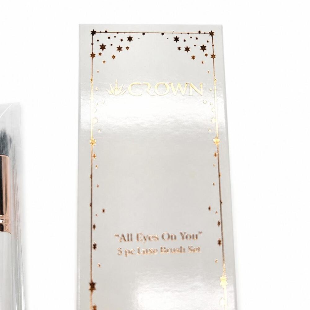 Crown All Eyes On You 5pc Luxe Eye Brush Set Vegan Cruelty-Free White Rose Gold